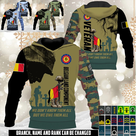 Personalized Belgium Soldier/Veteran Camo with Name and Rank Hoodie All Over Printed - 17648064