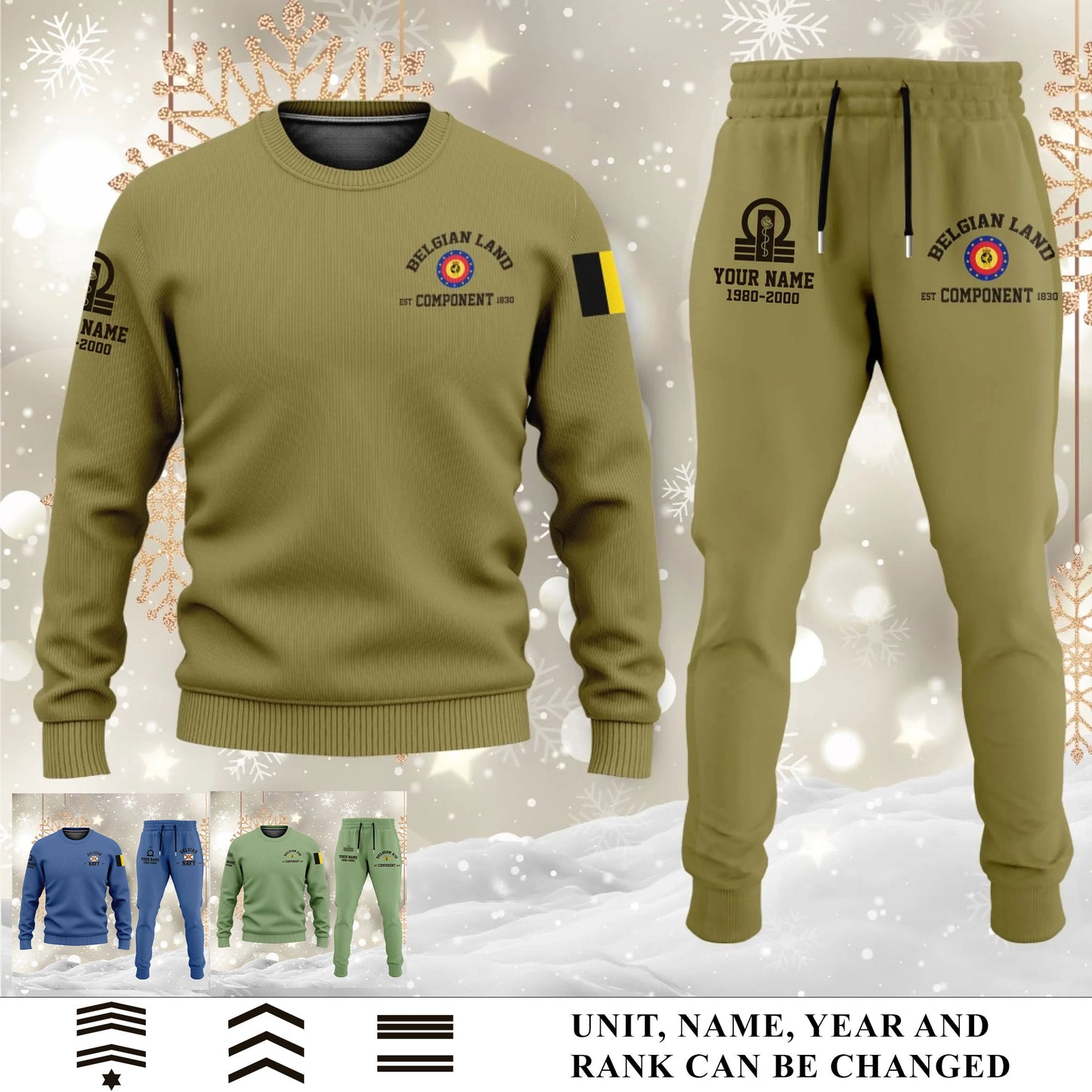 Belgian Combo Sweater + Jogger – Personalized with Name, Rank & Year - 17584128