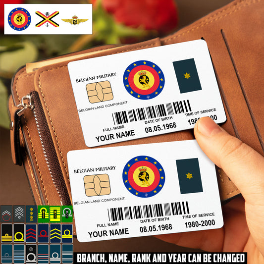 Personalized Belgium Soldier/ Veteran With Rank, Name And Year Aluminum Wallet Card - 17507232