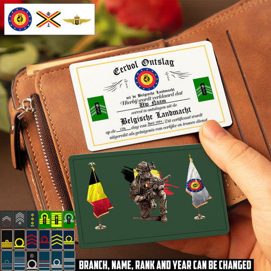 Personalized Belgium Soldier/ Veteran With Rank, Name And Year Aluminum Wallet Card - 17503776