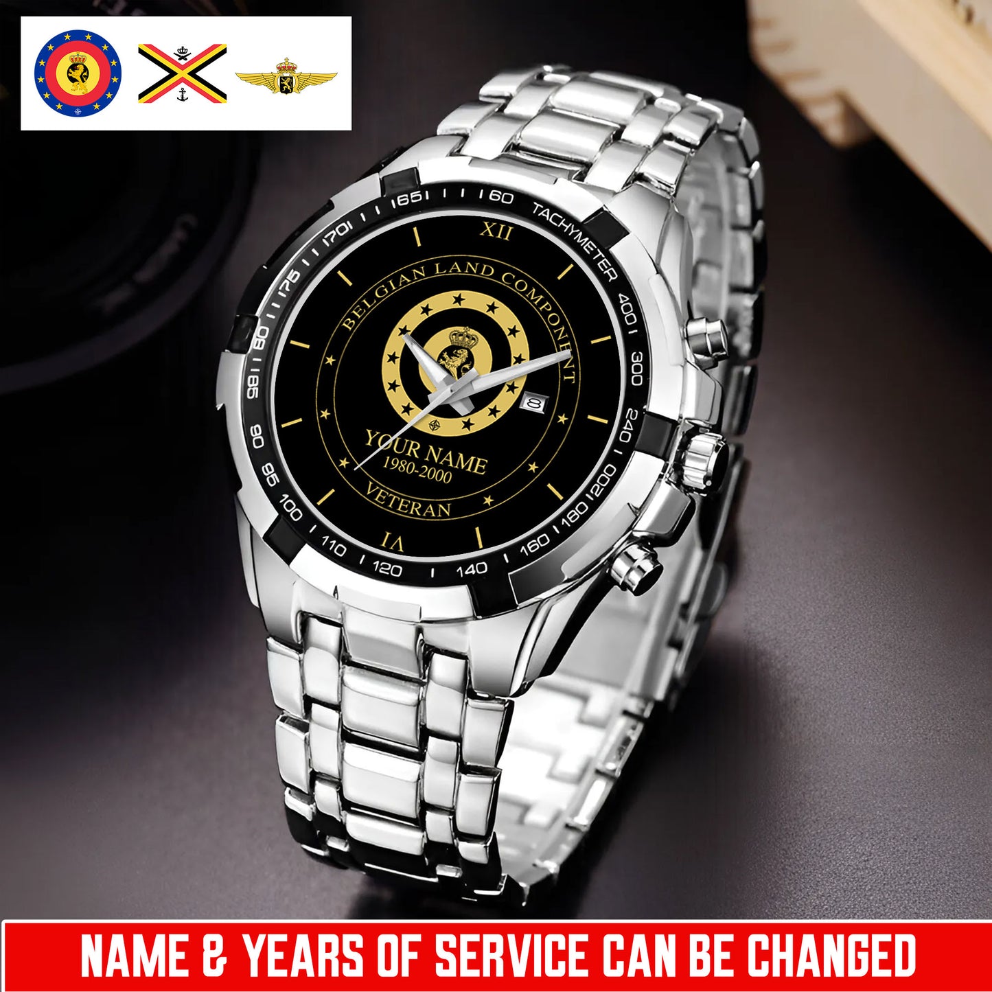 Personalized Name And Year Belgium Soldier/Veterans Men Quartz Wristwatch - 17682624