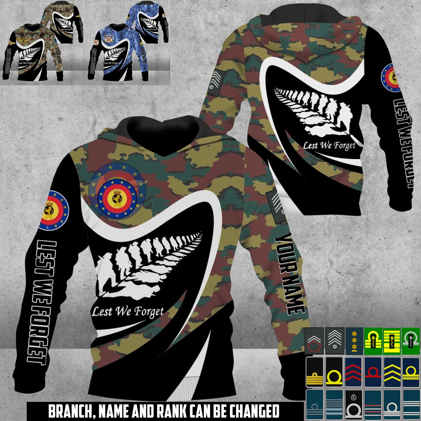 Personalized Belgium Soldier/Veteran Camo with Name & Rank Hoodie All Over Printed - 17673984
