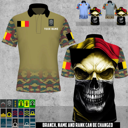 Personalized Belgium Soldier/Veteran Camo with Name and Rank Polo All Over Printed - 17660160