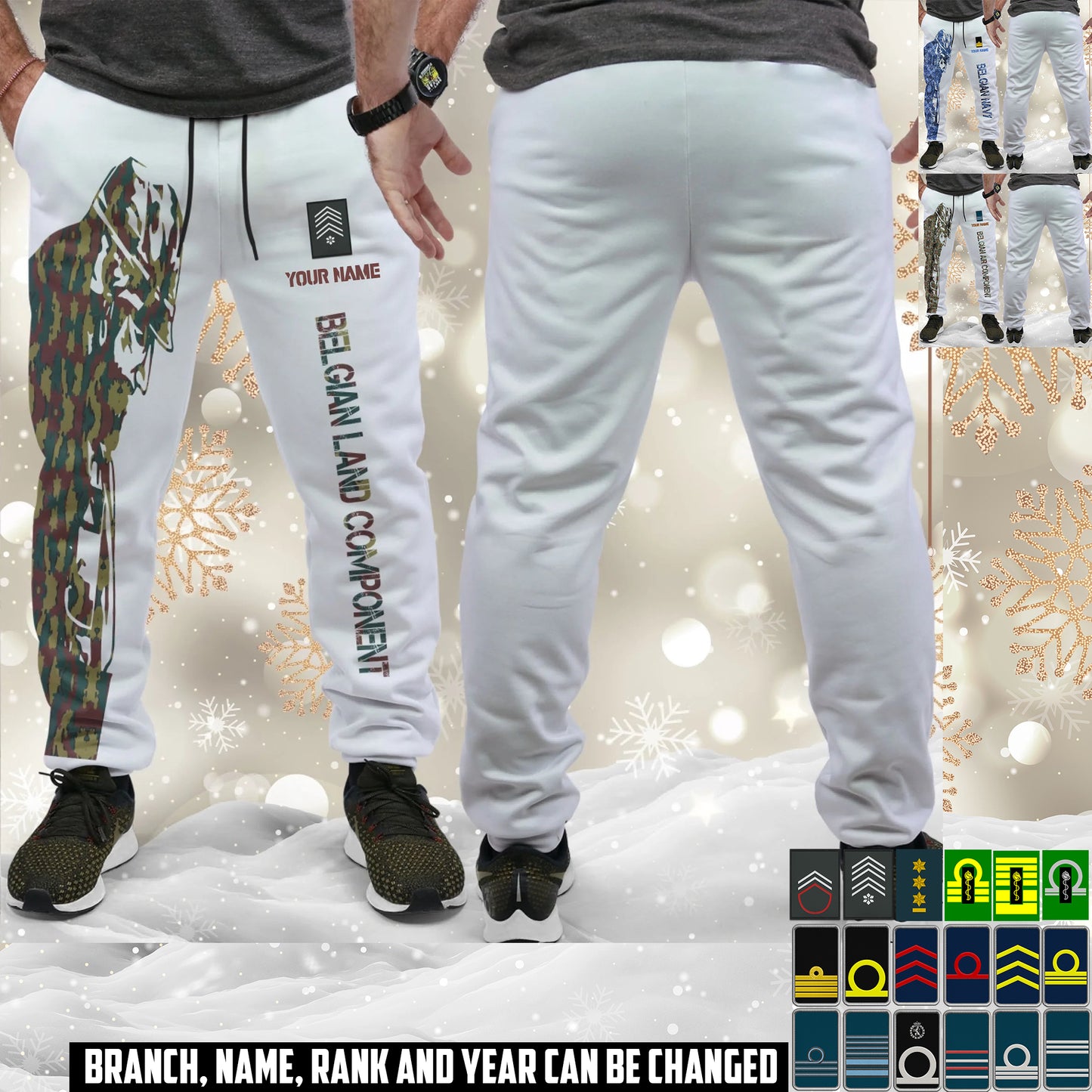 Personalized Belgium Soldier/ Veteran With Name And Rank Unisex Jogger - 17594496