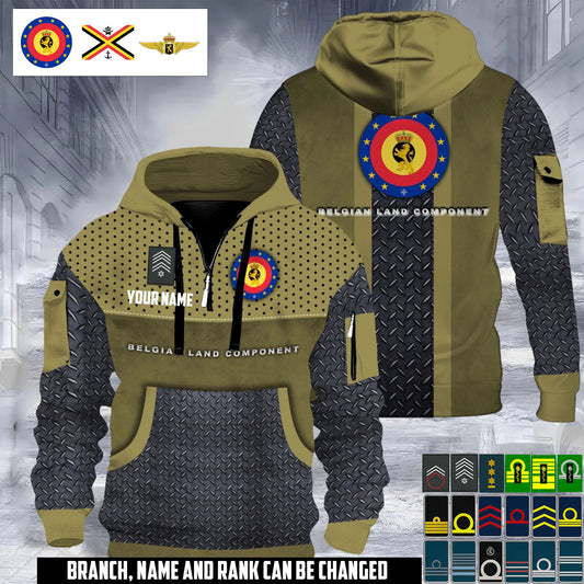 Personalized Belgium Soldier/ Veteran With Rank And Name 3D Half-zip Hoodie - 17693856