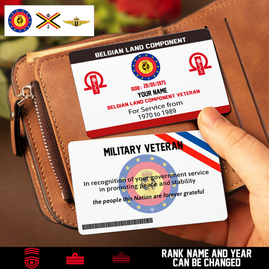 Personalized Belgium Soldier/ Veteran With Rank, Name And Year Aluminum Wallet Card - 17471808