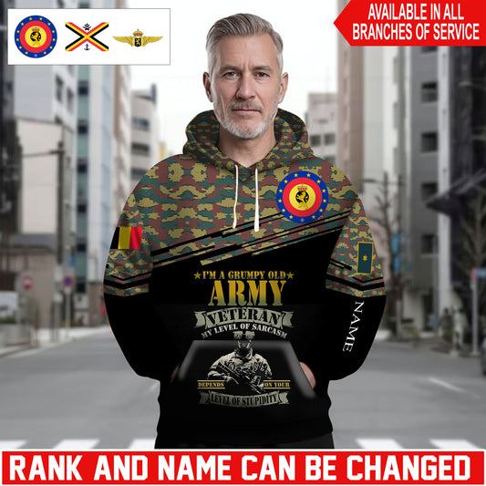 Personalized Belgium Soldier/Veteran Camo with Name and Rank Hoodie Sweater All Over Printed - 1761350403