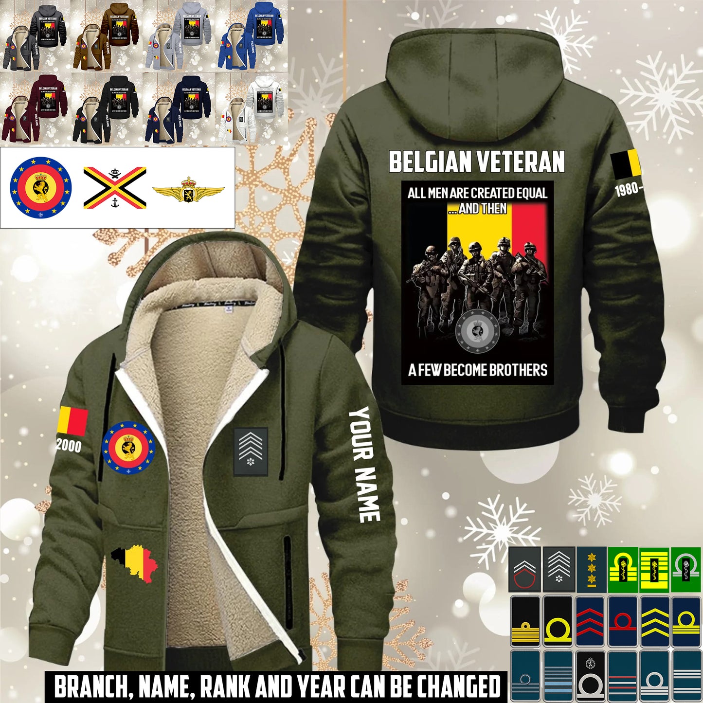 Personalized Belgium Soldier/ Veteran With Name, Year And Rank Hoodie Zip Velvet Coat - 17636832