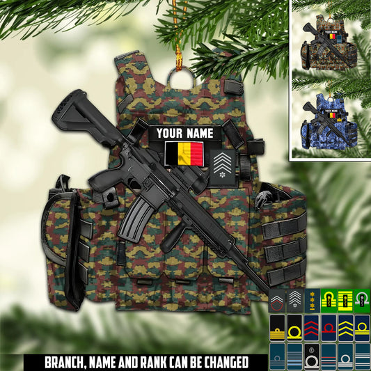 Belgian Soldier Vest Ornament – Custom Name, Rank and Camo - 17577216