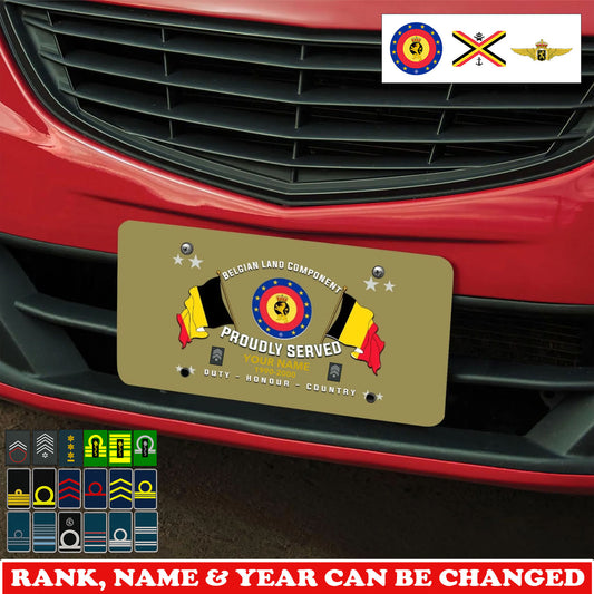 Personalized Belgium Veteran/ Soldier With Rank, Name And Year License Plate - 17763840