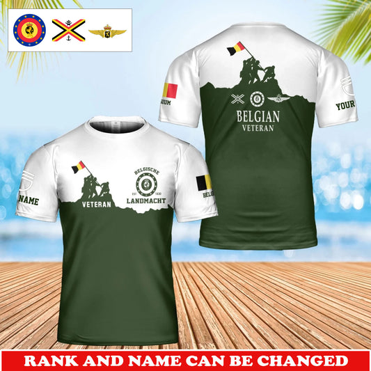 Personalized Belgium Soldier/Veteran Camo with Rank and Name T-Shirt All Over Printed - 17746560