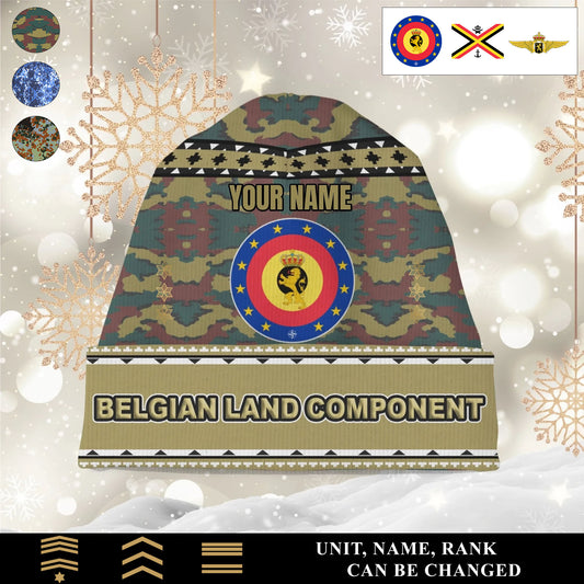 Personalized Belgium Soldier/Veteran Camo with Rank And Name Beanie Hat - 1765238400