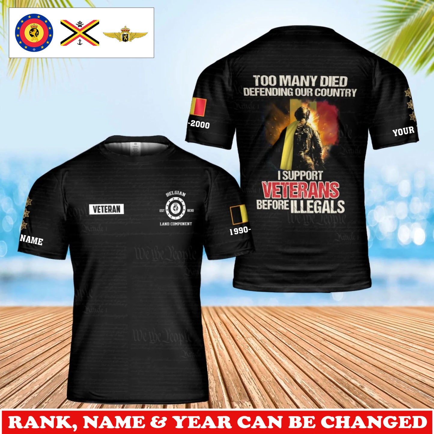 Personalized Belgium Soldier/Veteran Camo with Rank, Name & Year T-Shirt All Over Printed - 17737056