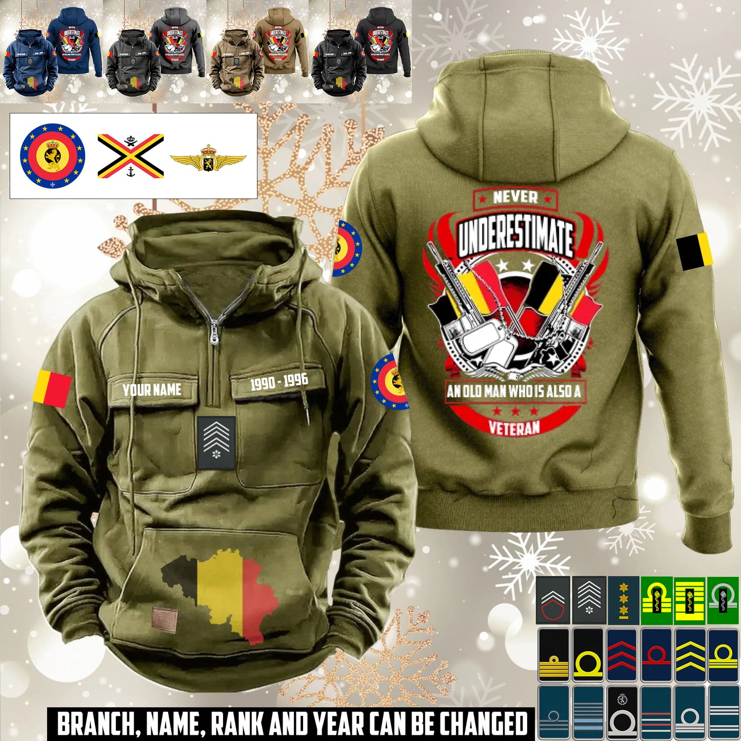 Personalized Belgium Soldier/Veteran Vintage Hoodie All Over Printed - 1760400003