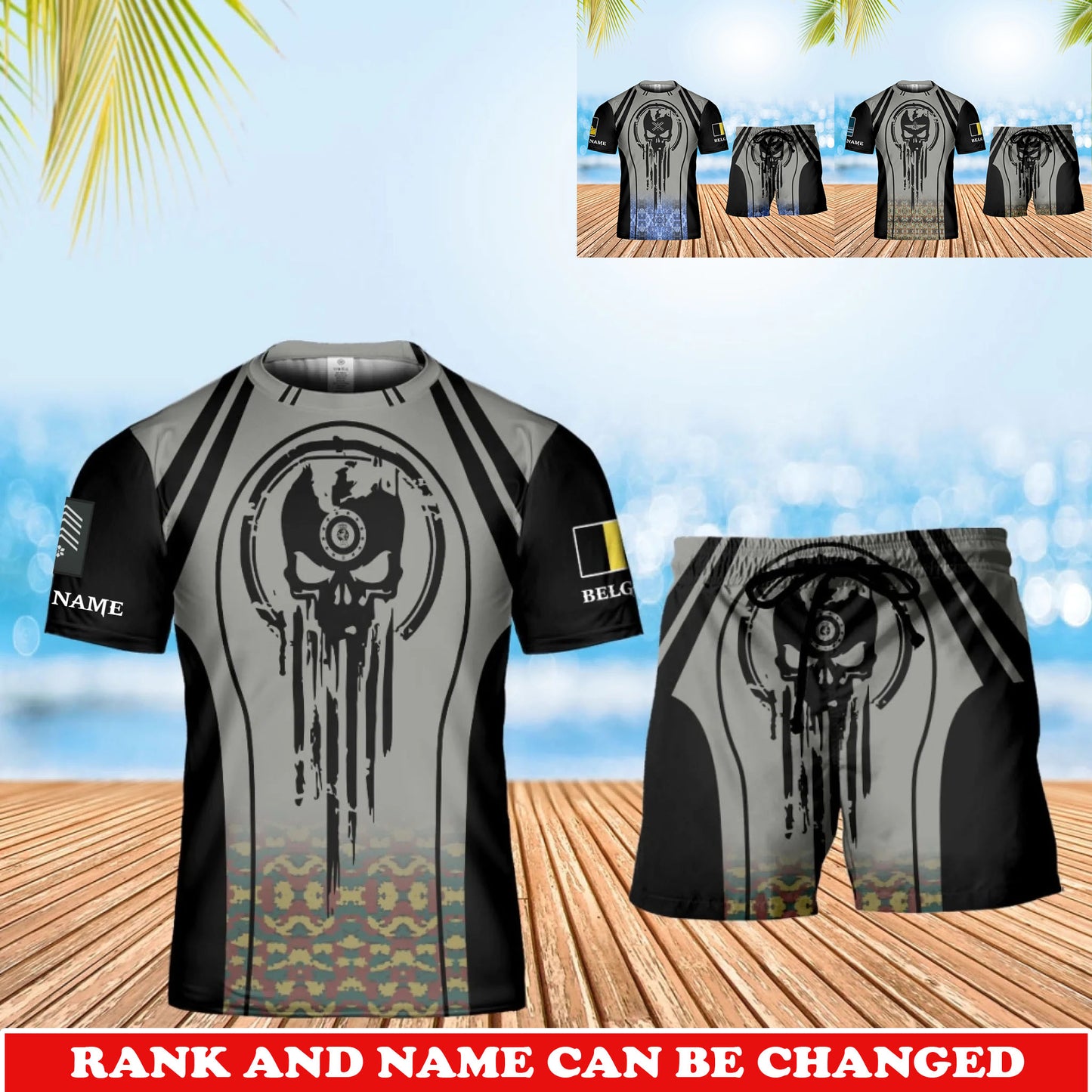 Personalized Belgium Veteran/ Soldier With Rank and Name Combo T-Shirt + Short All Over Print - 17741376
