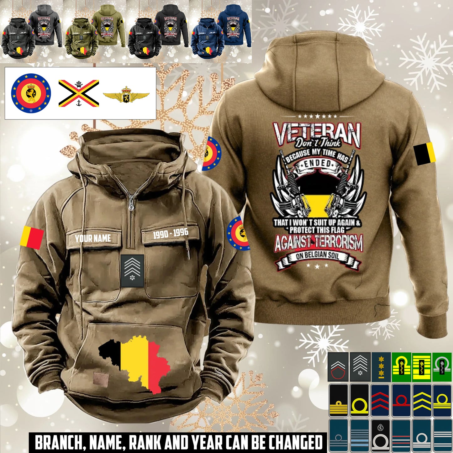 Personalized Belgium Soldier/Veteran Vintage Hoodie All Over Printed - 1760572801