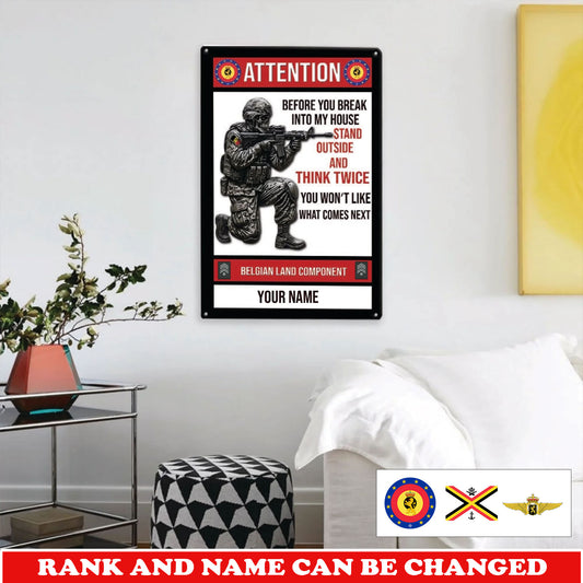 Personalized Belgium Soldier/ Veteran Cut Metal Sign - 17759520