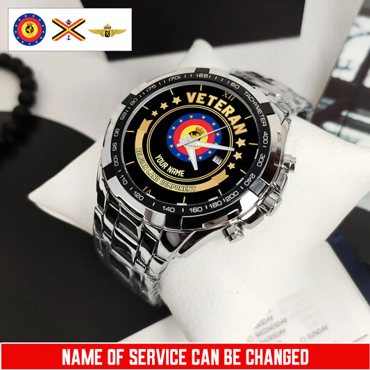 Personalized Name Belgium Soldier/Veterans Men Quartz Wristwatch - 17683488