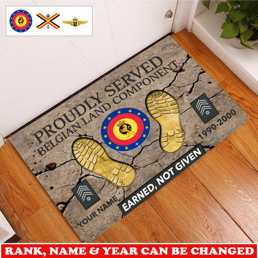 Personalized Belgium Soldier/ Veteran Camo With Rank, Name and Year Doormat 3D Printed - 17747424
