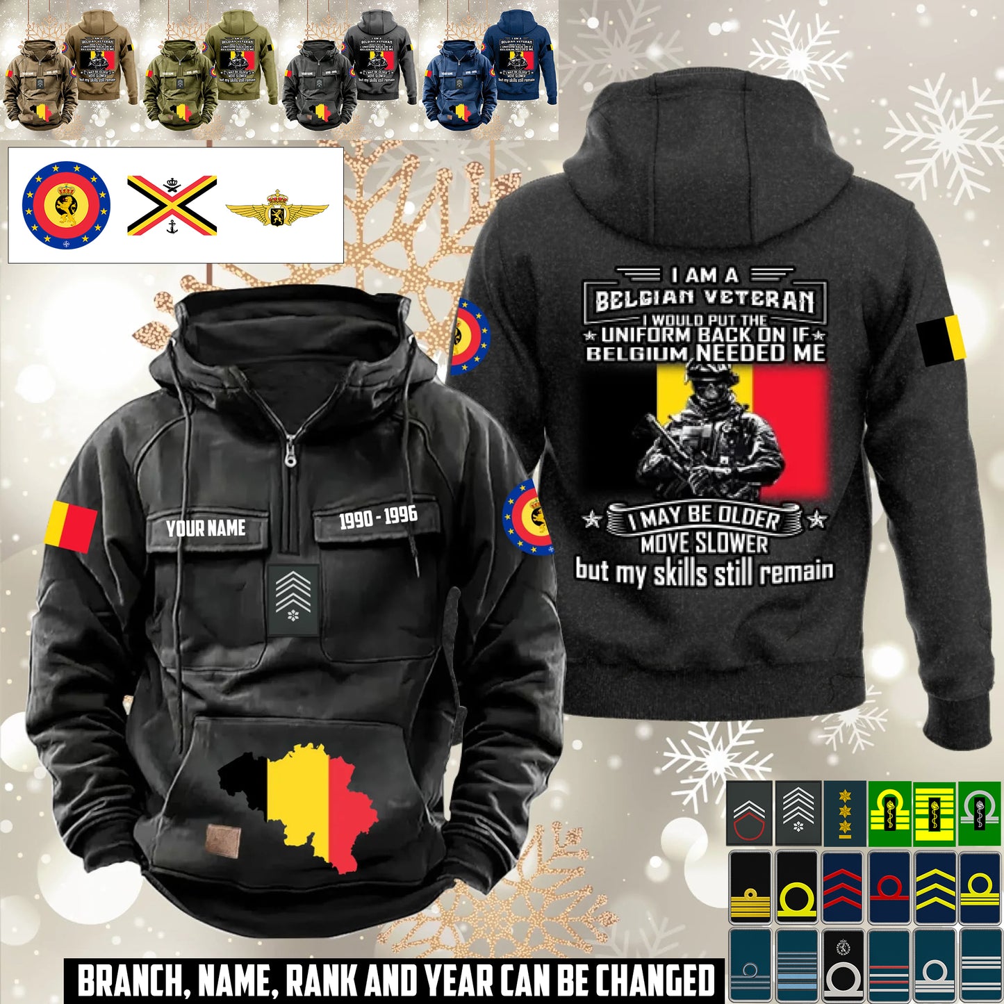 Personalized Belgium Soldier/Veteran Vintage Hoodie All Over Printed - 1760313603