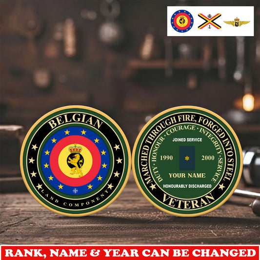 Personalized Belgium Veteran/ Soldier With Rank,  Name And Year Challenge Coin - 17744832