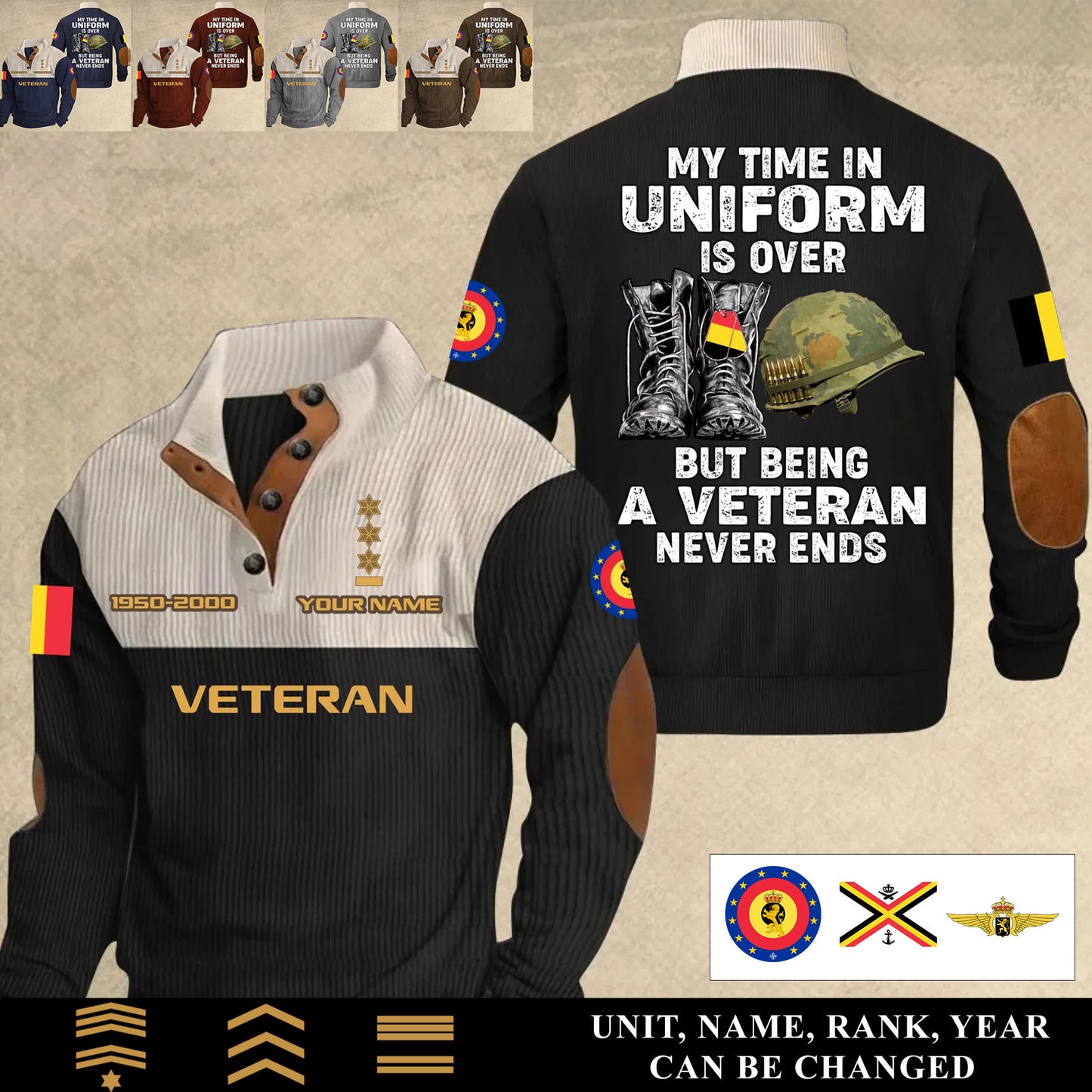 Personalized Belgium Soldier/ Veteran With Name, Year And Rank Sports Sweatshirt - 17553024