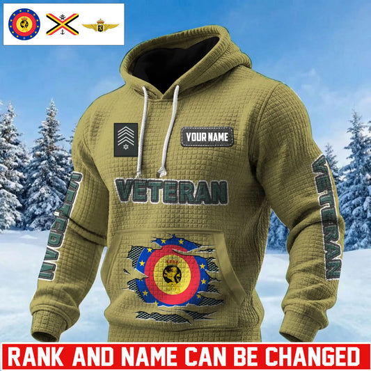 Personalized Belgium Soldier/ Veteran With Rank And Name 3D Waffle Hoodie - 17694720