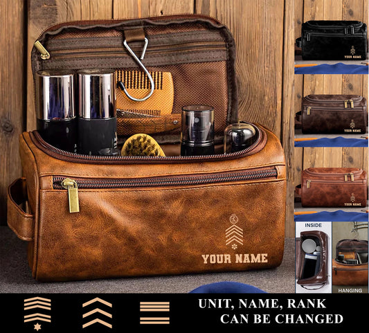 Personalized Belgium Soldier/ Veteran With Name And Rank Leather Toiletry Bag - 17555616