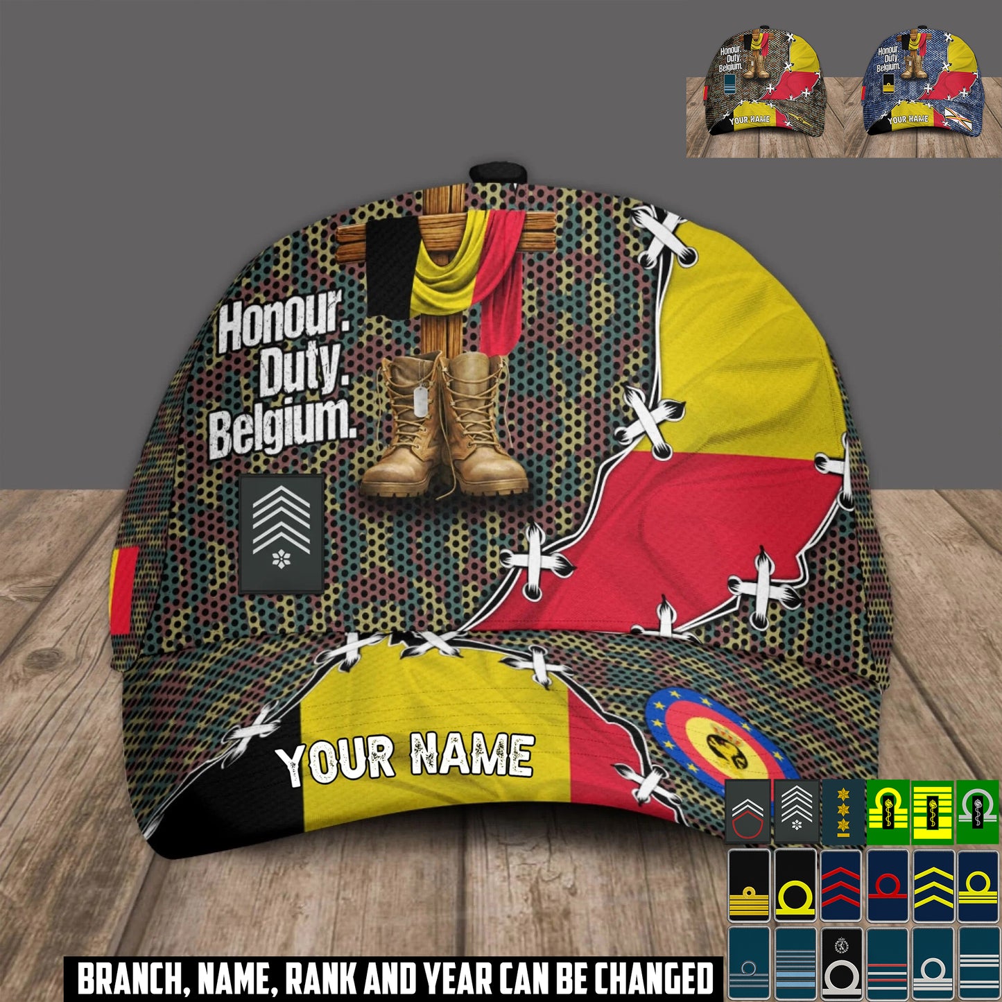 Personalized Rank And Name Belgium Soldier/Veterans Baseball Cap - 17684352
