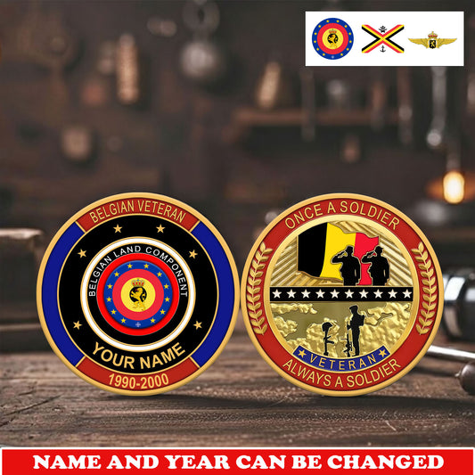 Personalized Belgium Veteran/ Soldier With Name And Year Challenge Coin - 17742240