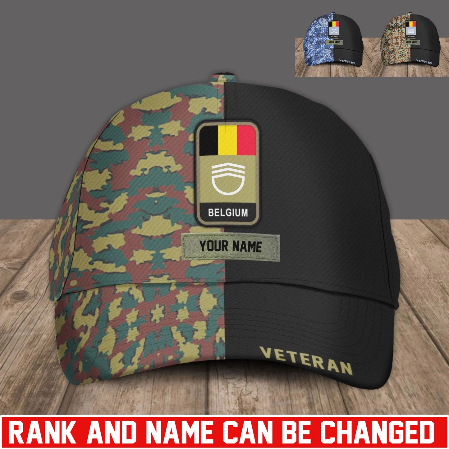 Personalized Rank And Name Belgium Soldier/Veterans Baseball Cap - 17734464