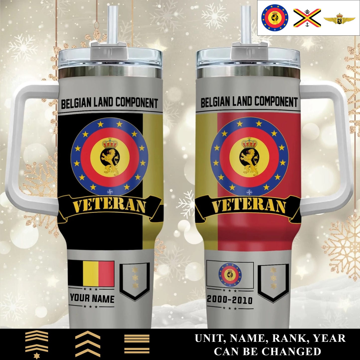 Personalized Belgium Veteran/ Soldier With Rank, Year And Name Camo Tumbler - 17652384