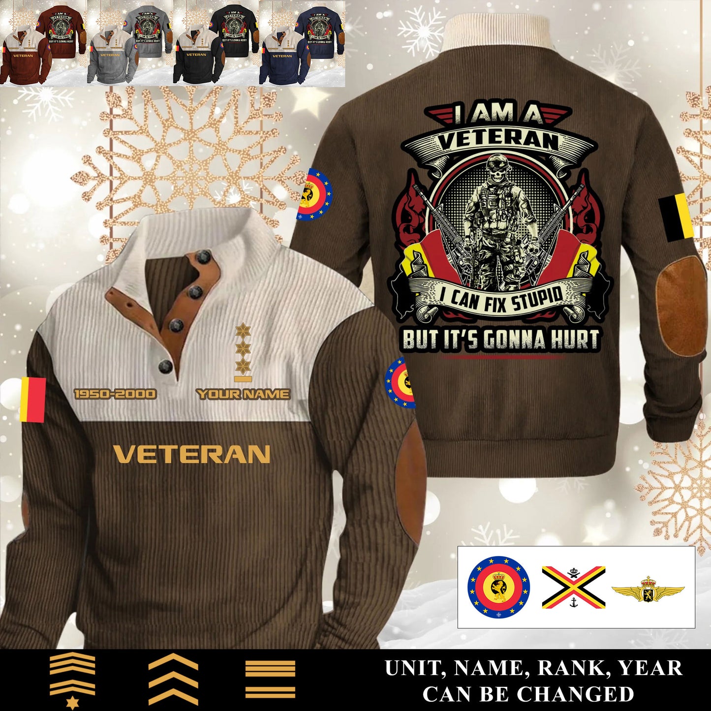 Personalized Belgium Soldier/ Veteran With Name, Year And Rank Sports Sweatshirt - 17554752