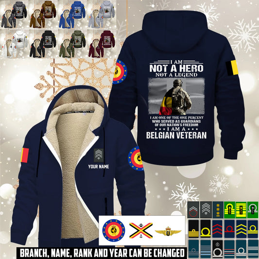 Personalized Belgium Soldier/ Veteran With Name And Rank Hoodie Zip Velvet Coat - 17559936