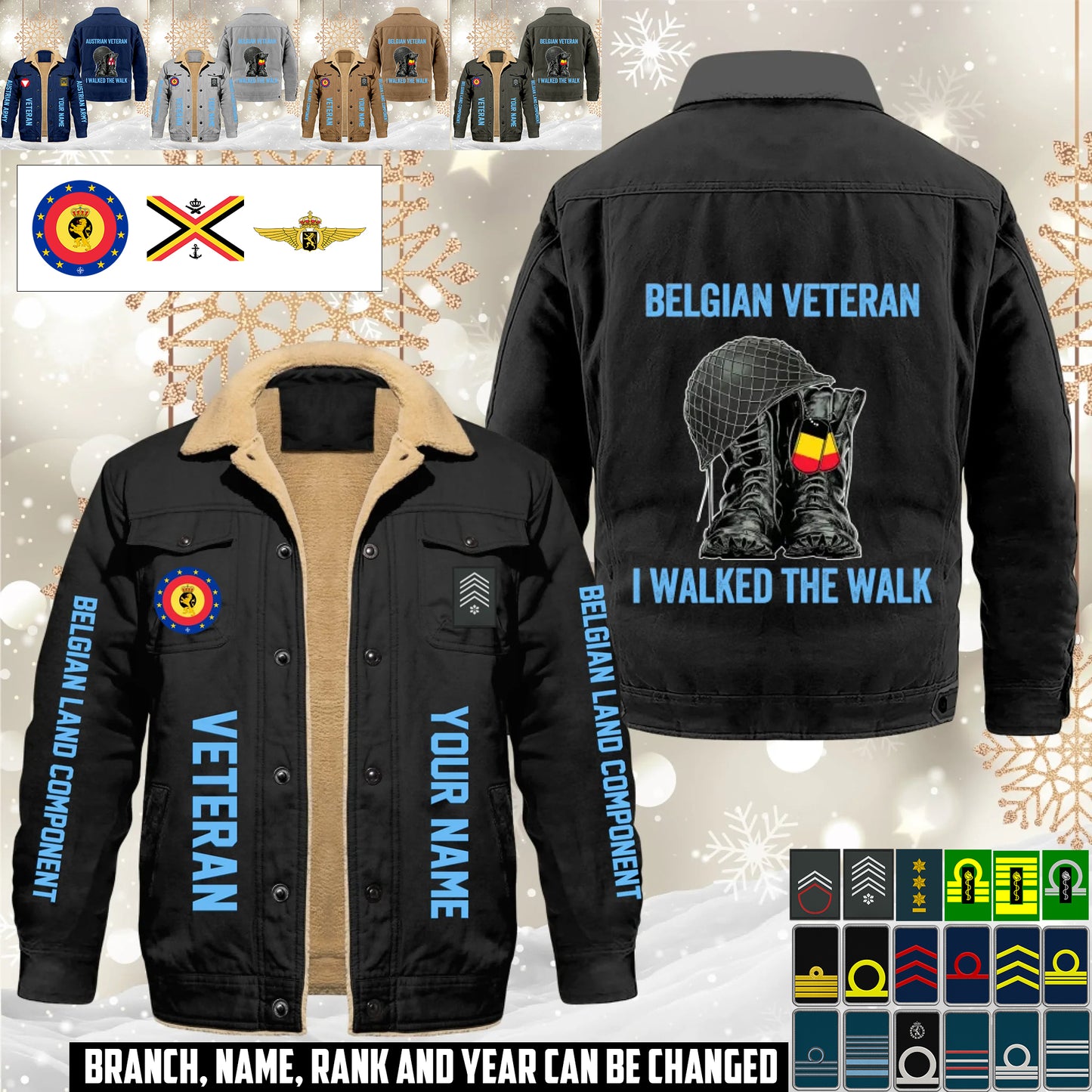 Personalized Belgium Soldier/ Veteran With Name And Rank Cargo Fleece Jacket - 17593632