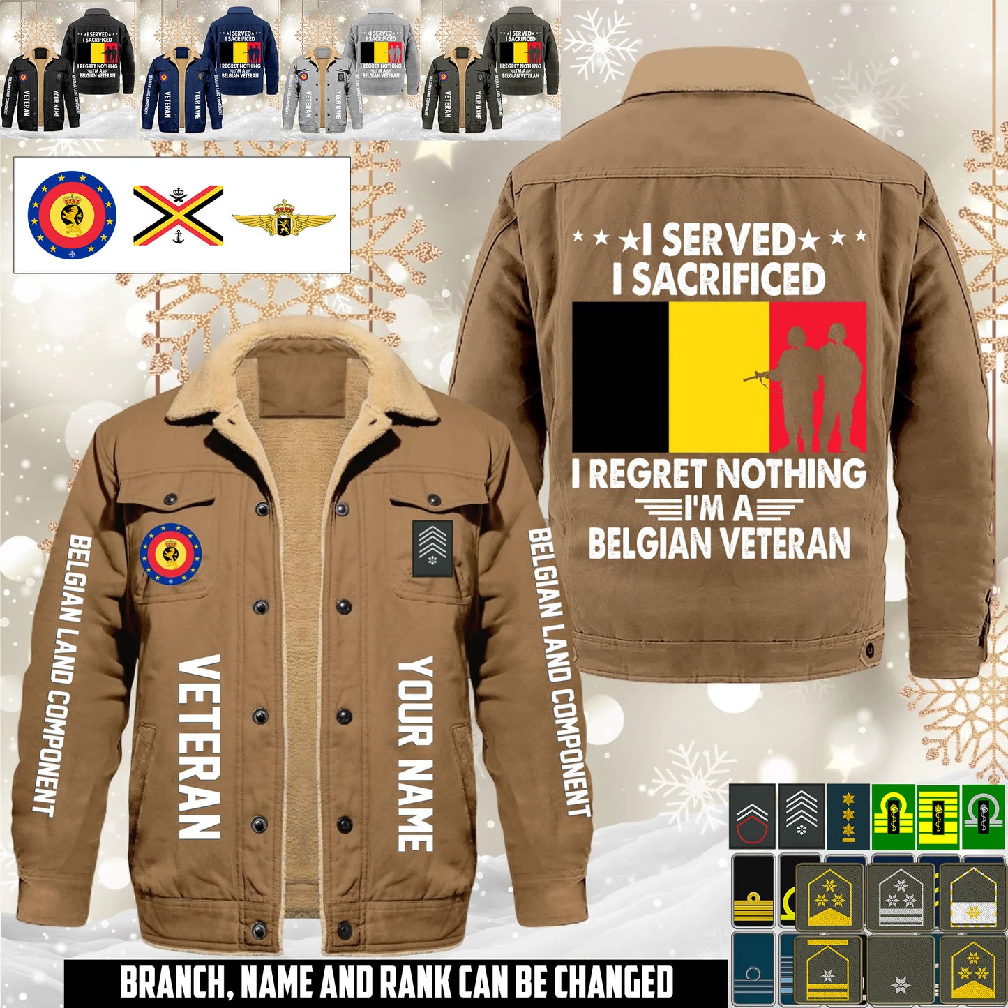 Personalized Belgium Soldier/ Veteran With Name And Rank Cargo Fleece Jacket - 1765843200