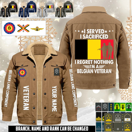 Personalized Belgium Soldier/ Veteran With Name And Rank Cargo Fleece Jacket - 1765843200