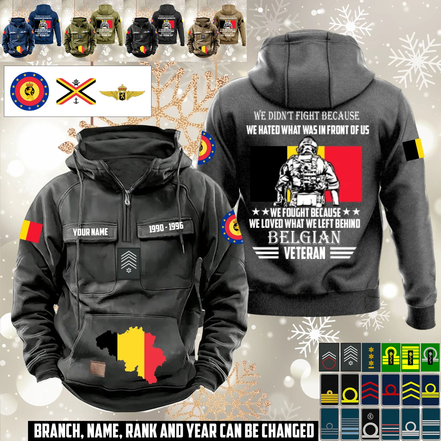 Personalized Belgium Soldier/Veteran Vintage Hoodie All Over Printed - 1760400005