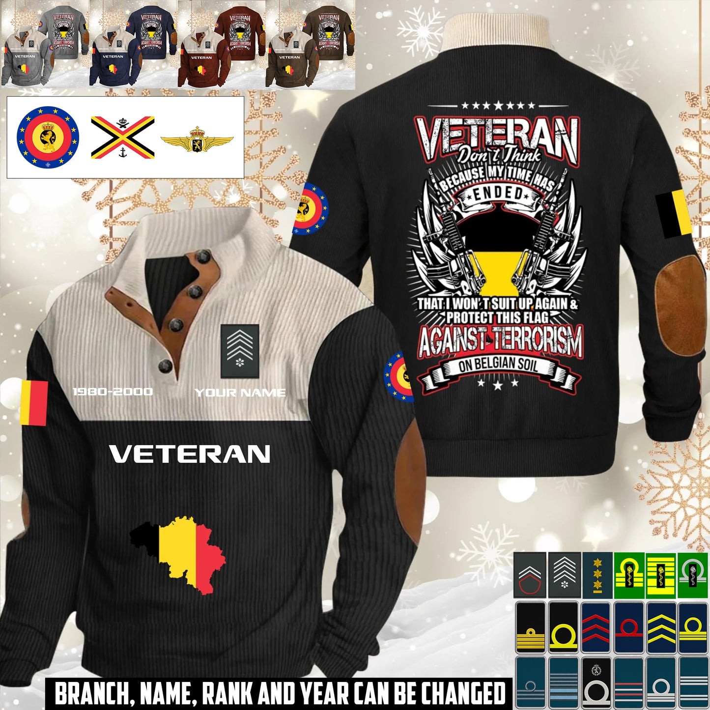 Personalized Belgium Soldier/ Veteran With Name, Year And Rank Sports Sweatshirt - 17644608