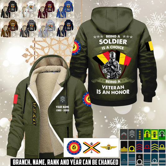 Personalized Belgium Soldier/ Veteran With Name, Year And Rank Hoodie Zip Velvet Coat - 17564256