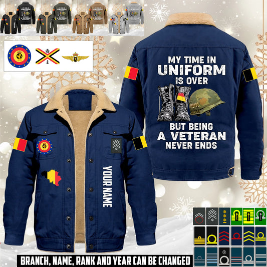 Personalized Belgium Soldier/ Veteran With Name And Rank Cargo Fleece Jacket - 17645472