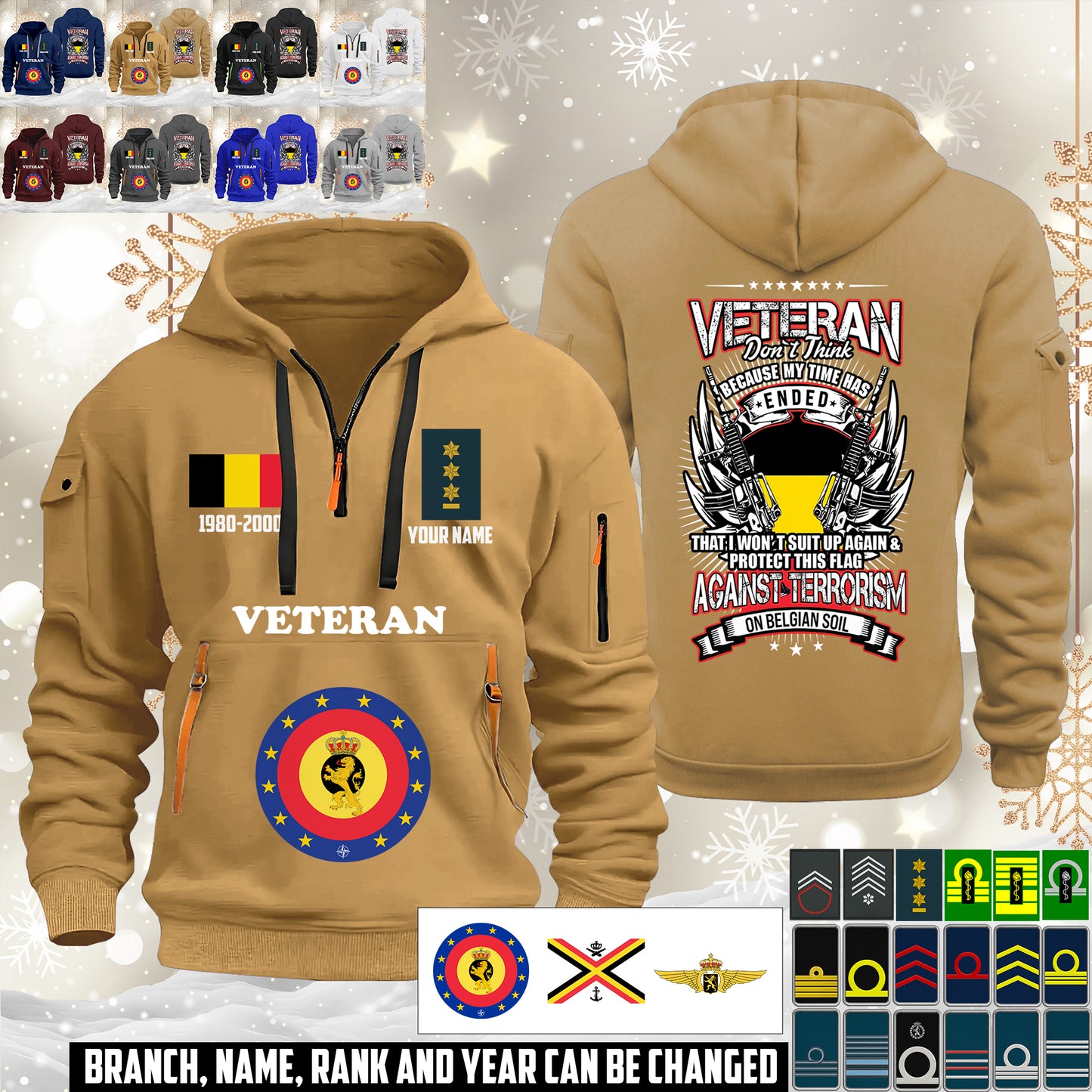 Personalized Belgium Soldier/ Veteran With Name, Year And Rank Zip Hoodie Multicolor - 17642880