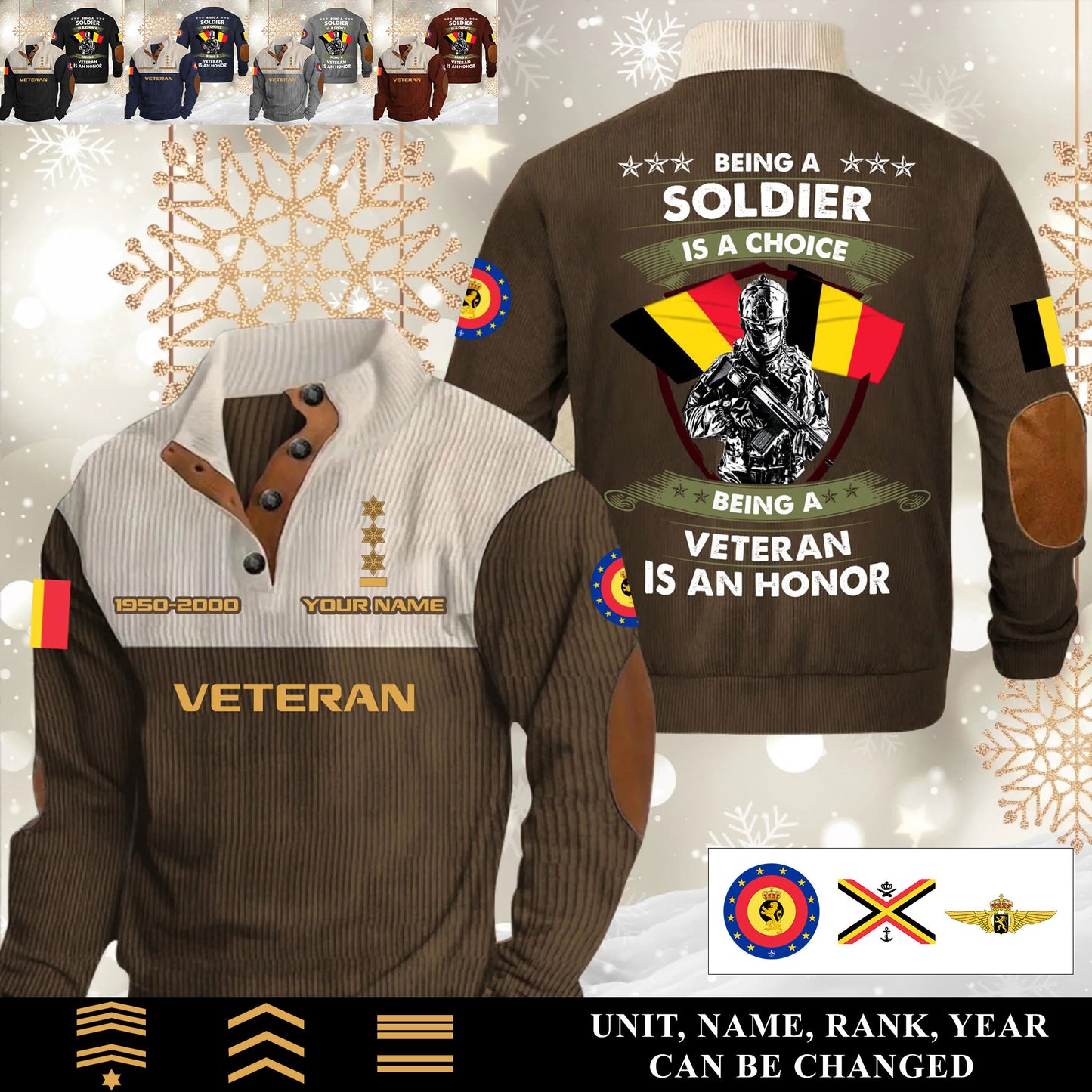 Personalized Belgium Soldier/ Veteran With Name, Year And Rank Sports Sweatshirt - 17565120