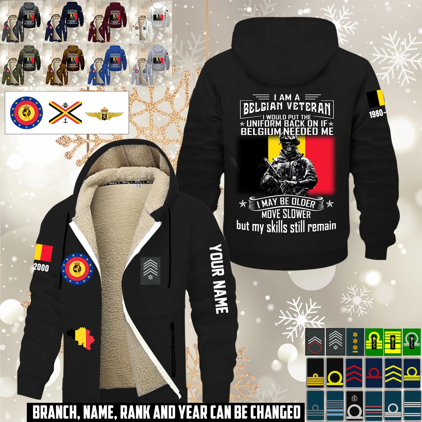 Personalized Belgium Soldier/ Veteran With Name, Year And Rank Hoodie Zip Velvet Coat - 1765929600