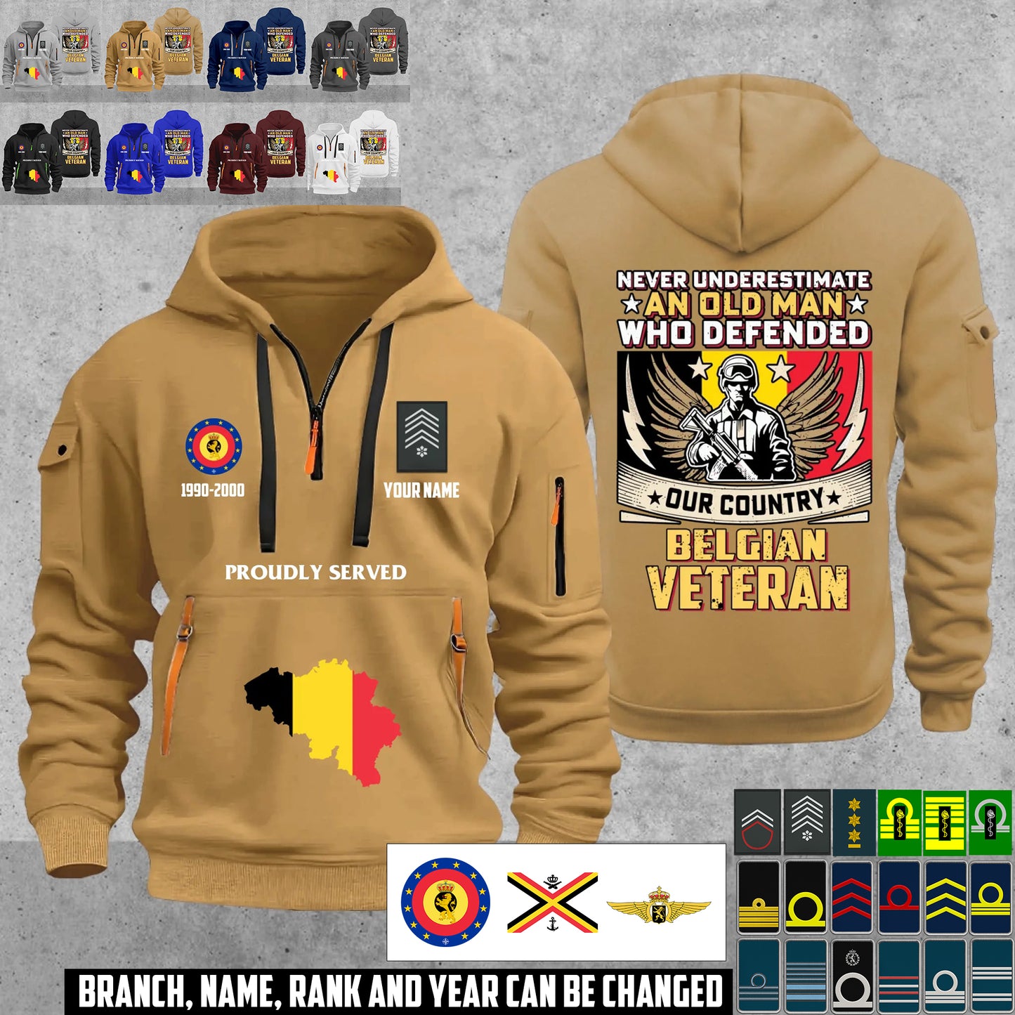 Personalized Belgium Soldier/ Veteran With Name, Year And Rank Zip Hoodie Multicolor - 17667072