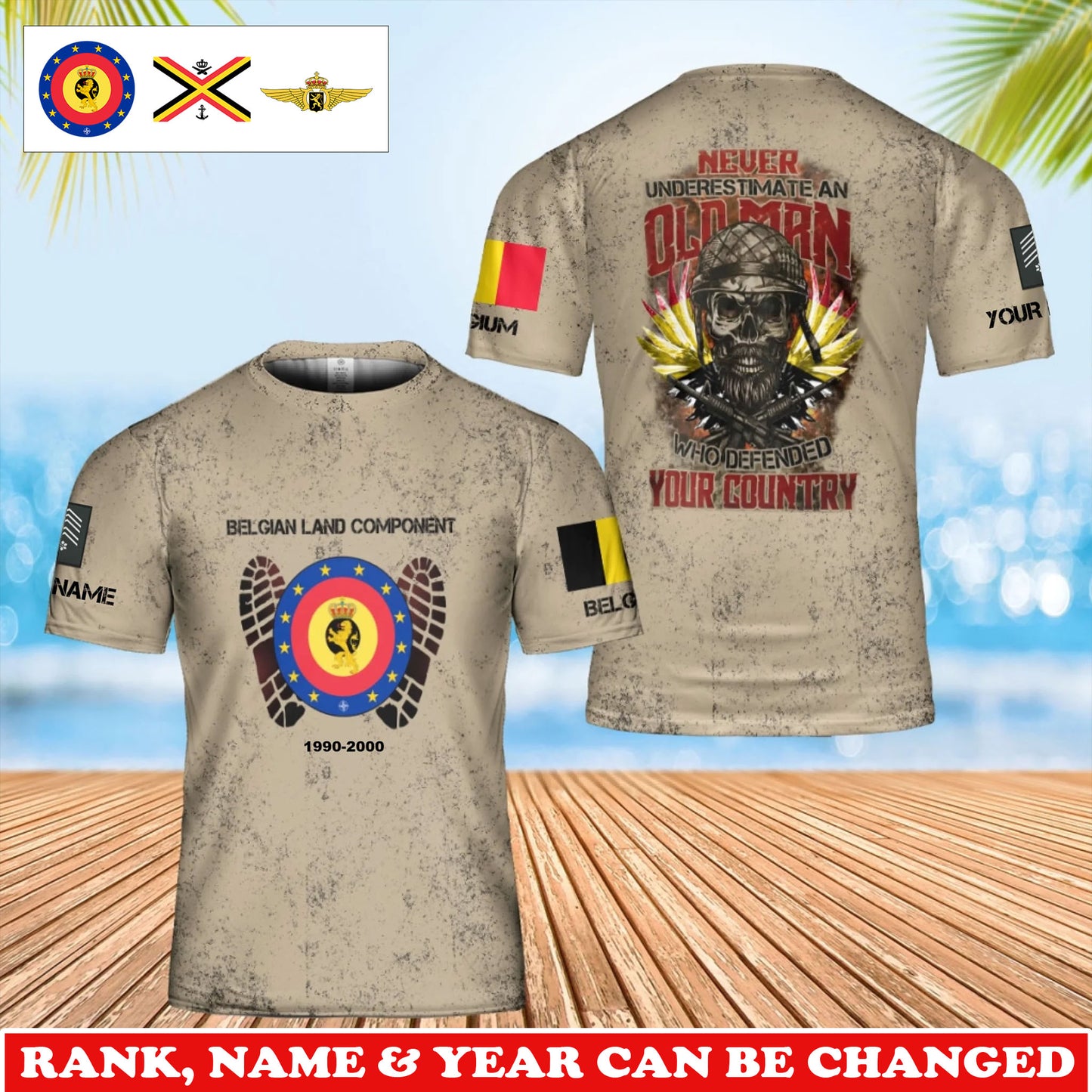Personalized Belgium Soldier/Veteran Camo with Rank, Name and Year T-Shirt All Over Printed - 17760384