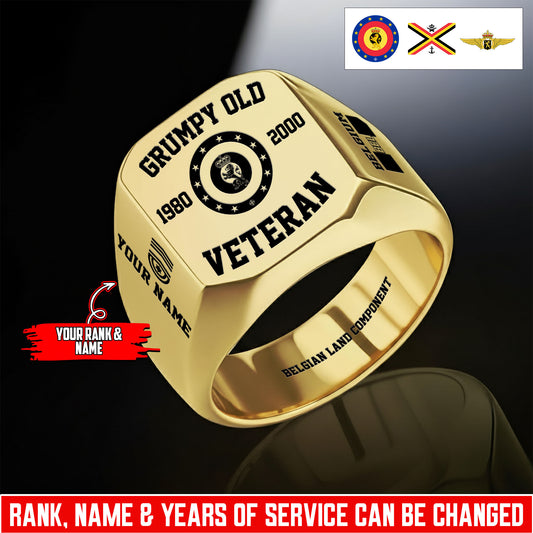 Personalized Belgium Soldier/Veteran with Name, Year and Rank Engraved Men’s Ring - 17640288