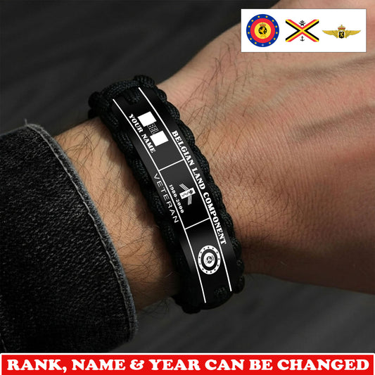 Personalized Belgium Soldier/ Veteran Engraved Military Paracord Bracelet With Rank, Name and Year - 1775174401