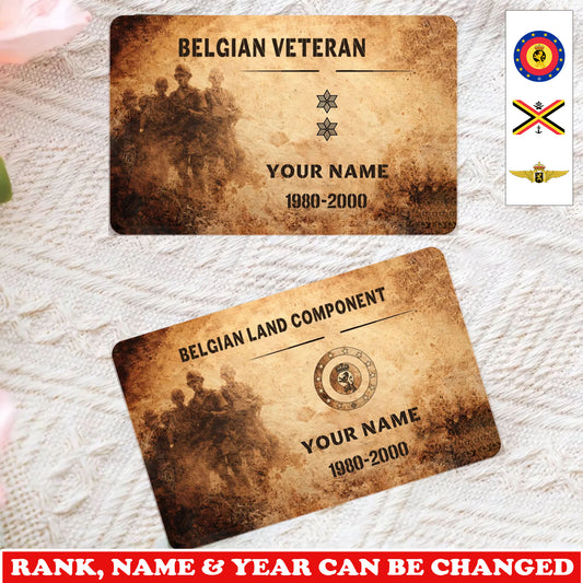 Personalized Belgium Soldier/ Veteran With Rank, Name And Year Aluminum Wallet Card - 17735328