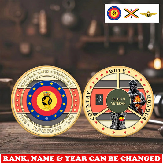 Personalized Belgium Veteran/ Soldier With Rank,  Name And Year Challenge Coin - 17755200
